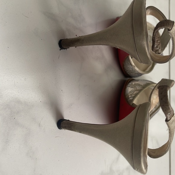 Authentic Christian Louboutin | Size 37 EU / Size 7 US | Silver Lace Slingback - Picture 8 of 11